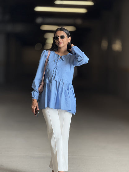 #MBA1871 Alizeh cotton top- Azure blue