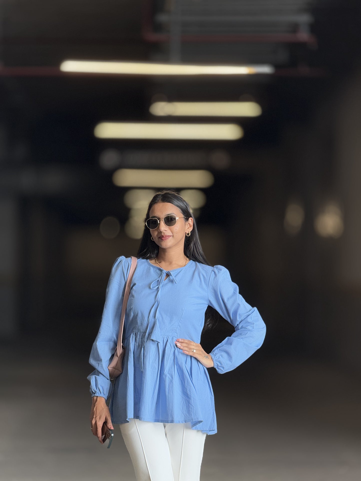 #MBA1871 Alizeh cotton top- Azure blue