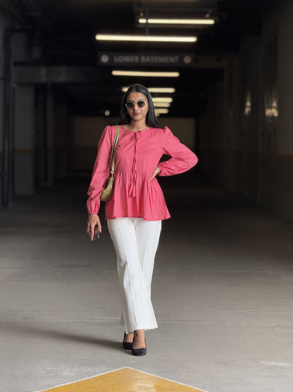 #MBA1869 Alizeh cotton top- Coral pink