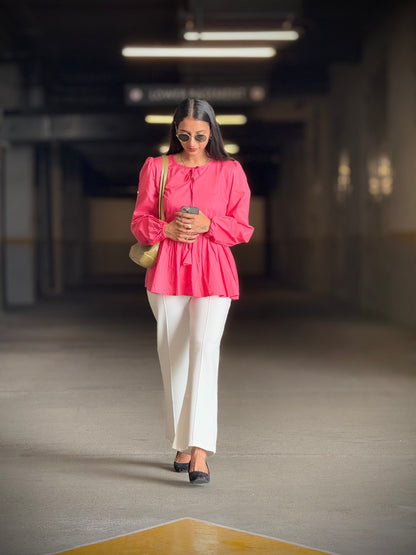 #MBA1869 Alizeh cotton top- Coral pink