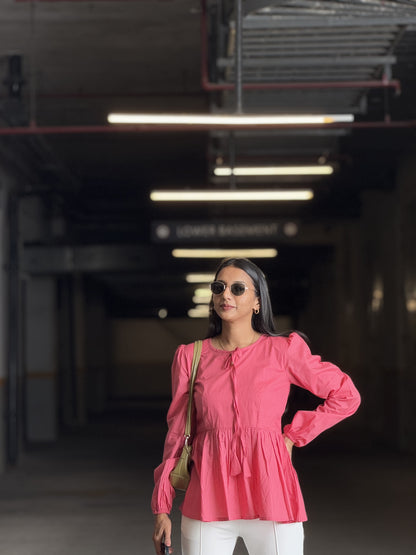 #MBA1869 Alizeh cotton top- Coral pink