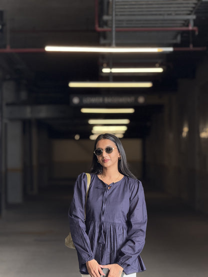 #MBA1868 Alizeh cotton top- Denim blue