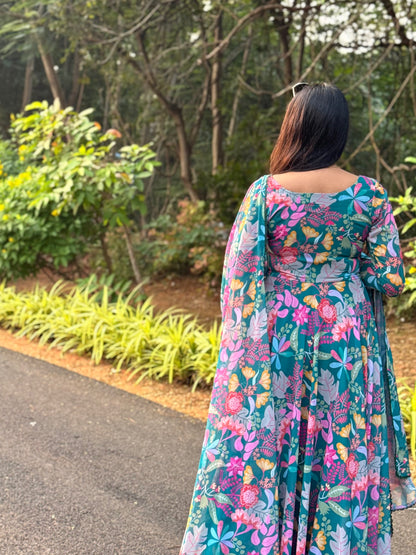 #MBA2080 Baagh sea green anarkali and dupatta