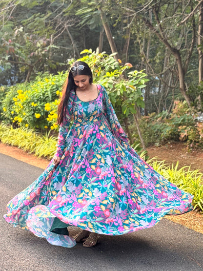 #MBA2080 Baagh sea green anarkali and dupatta