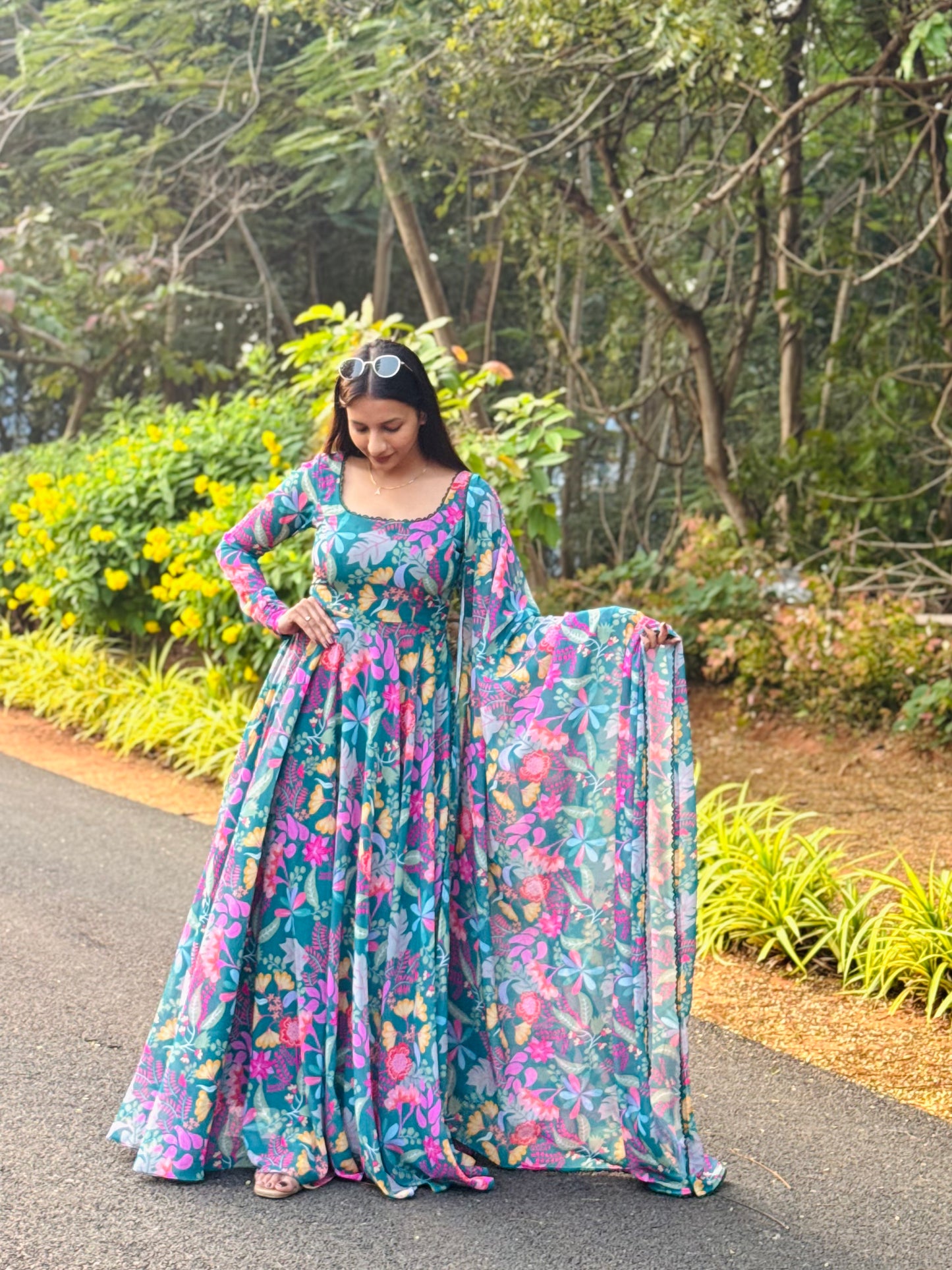 #MBA2080 Baagh sea green anarkali and dupatta