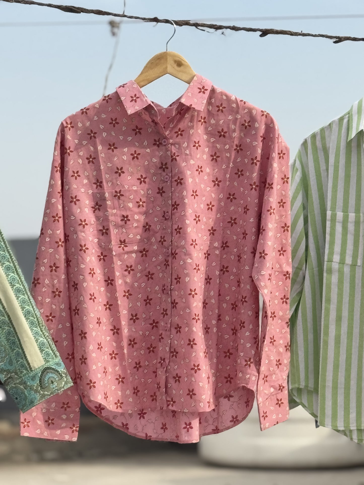 #MBA1889 Pink floral Pure Cotton shirt