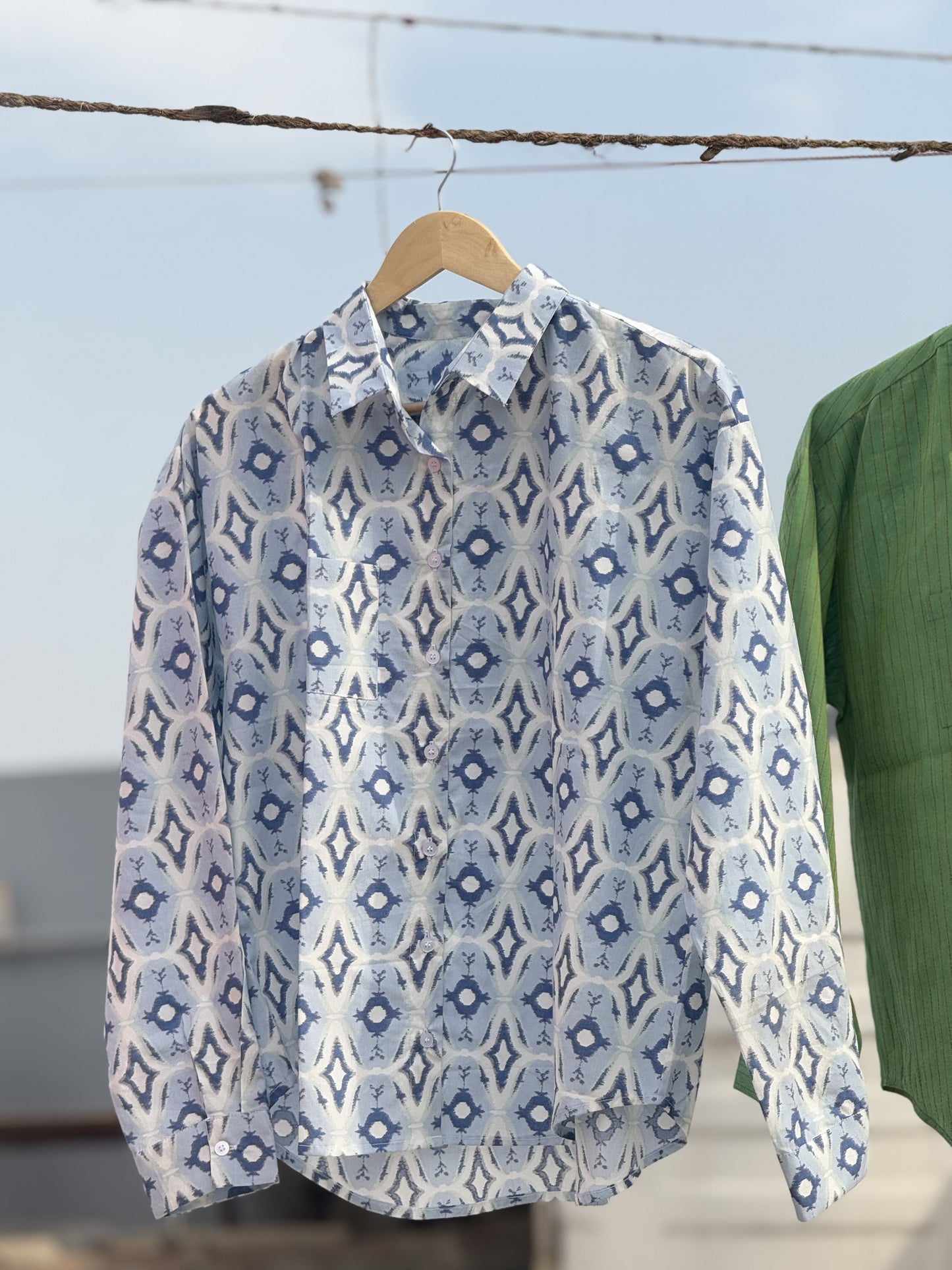 #MBA1890 Sky blue-white Pure Cotton shirt