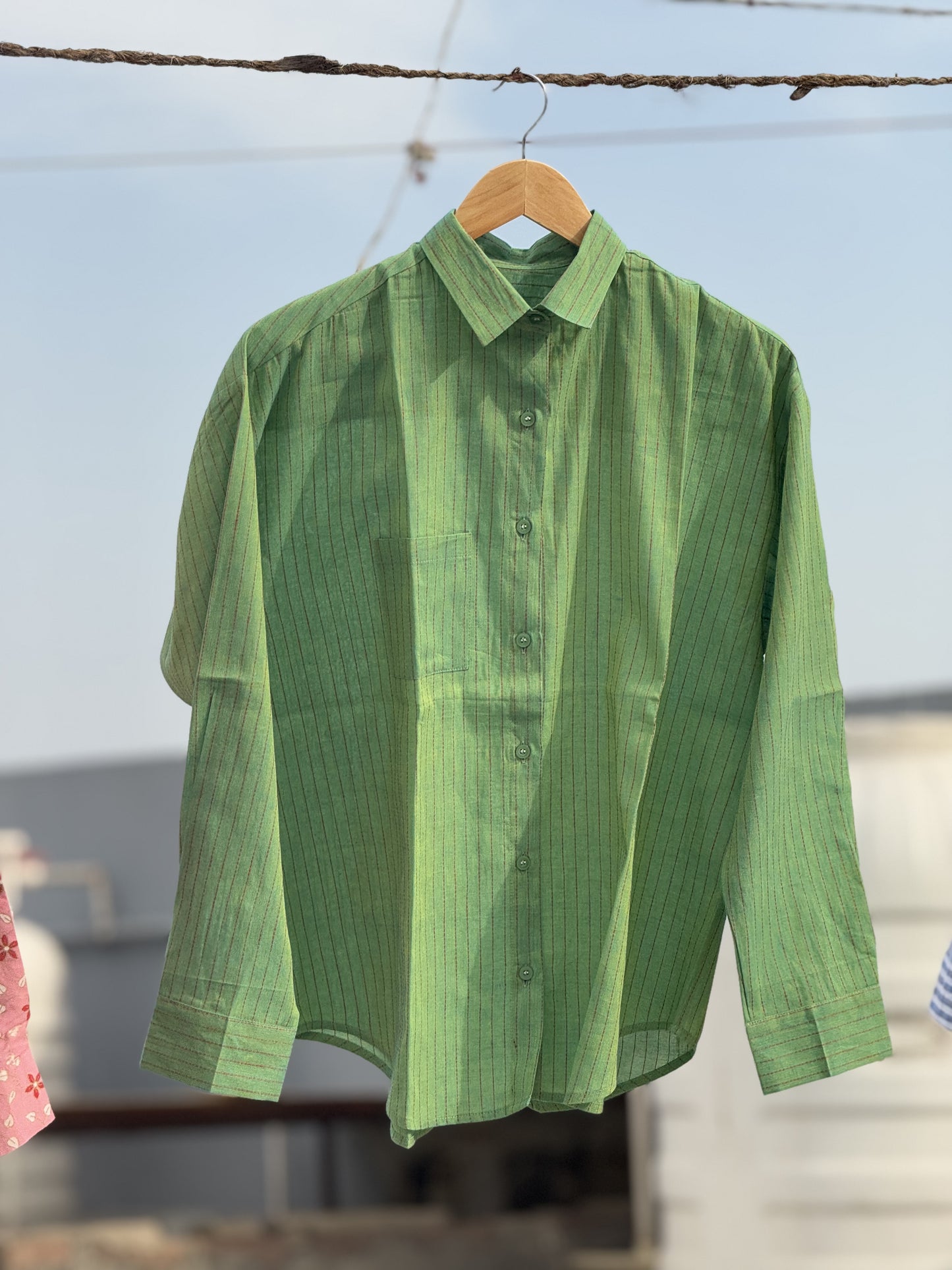 #MBA1884 Green tagai Pure Cotton shirt