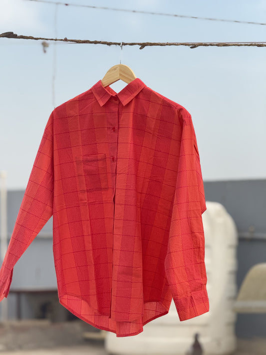 #MBA1885 Red tagai Pure Cotton shirt