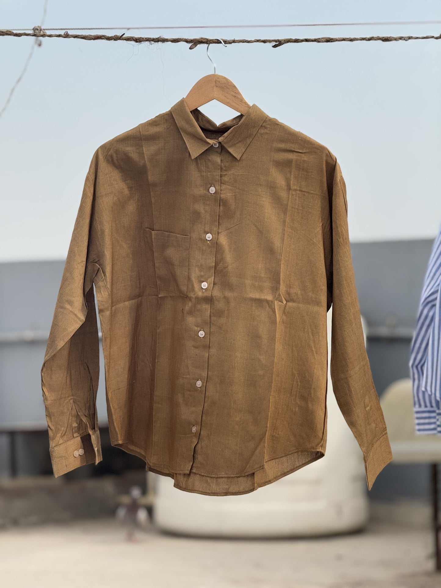 #MBA1893 Brown silk shirt