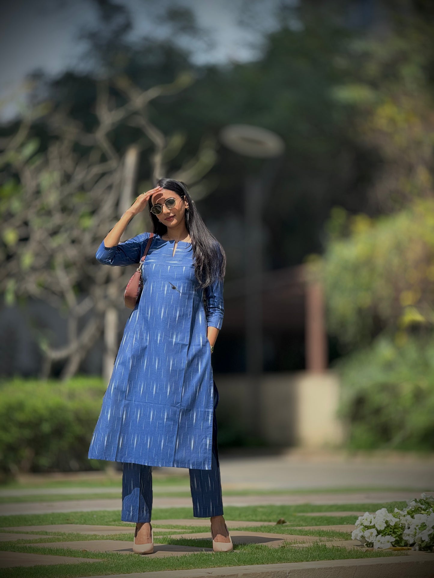 #MBA1867 Ikkat 2.0- navy blue kurta and pant