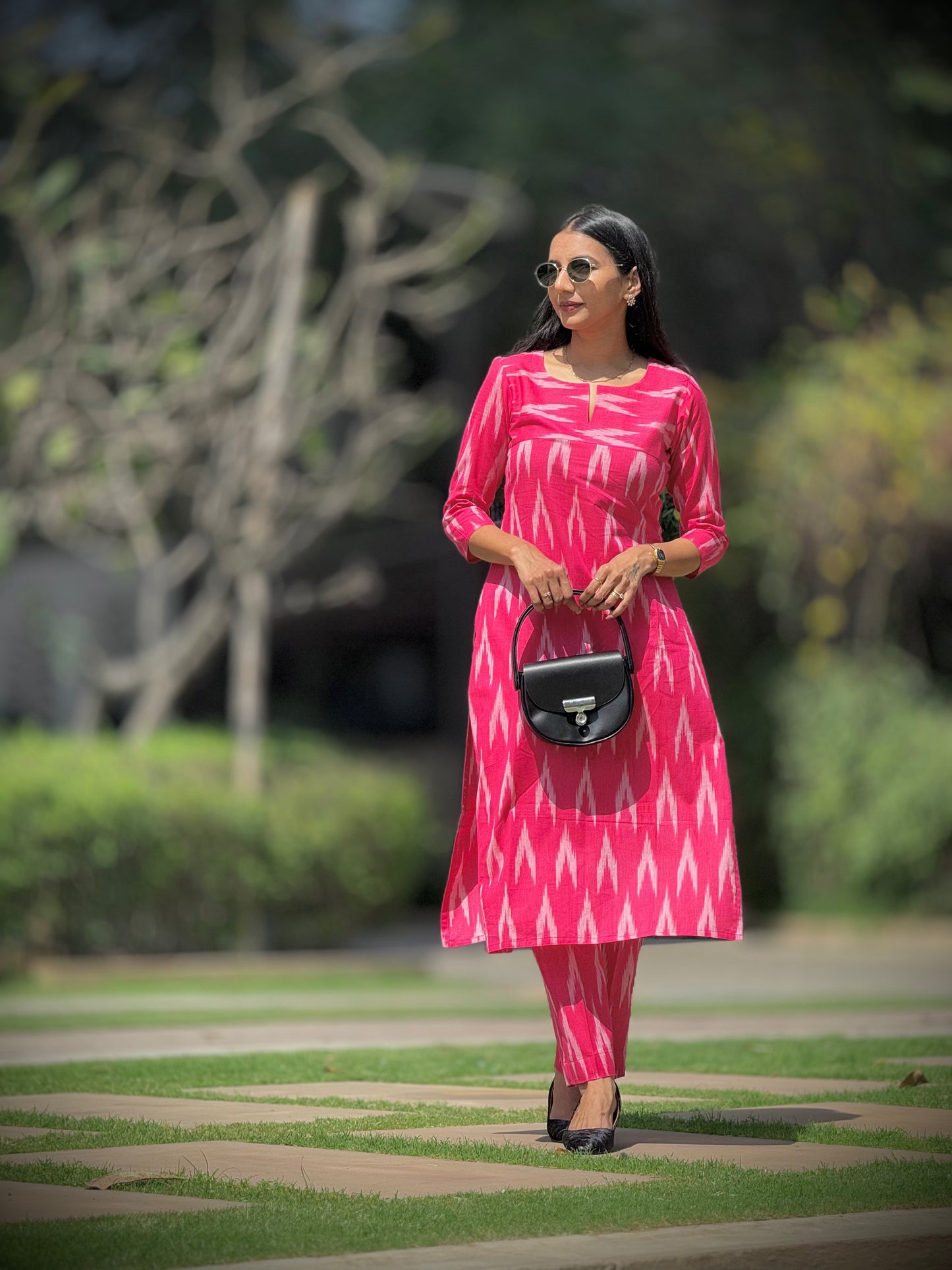 #MBA1863 Ikkat 2.0- pink kurta and pant