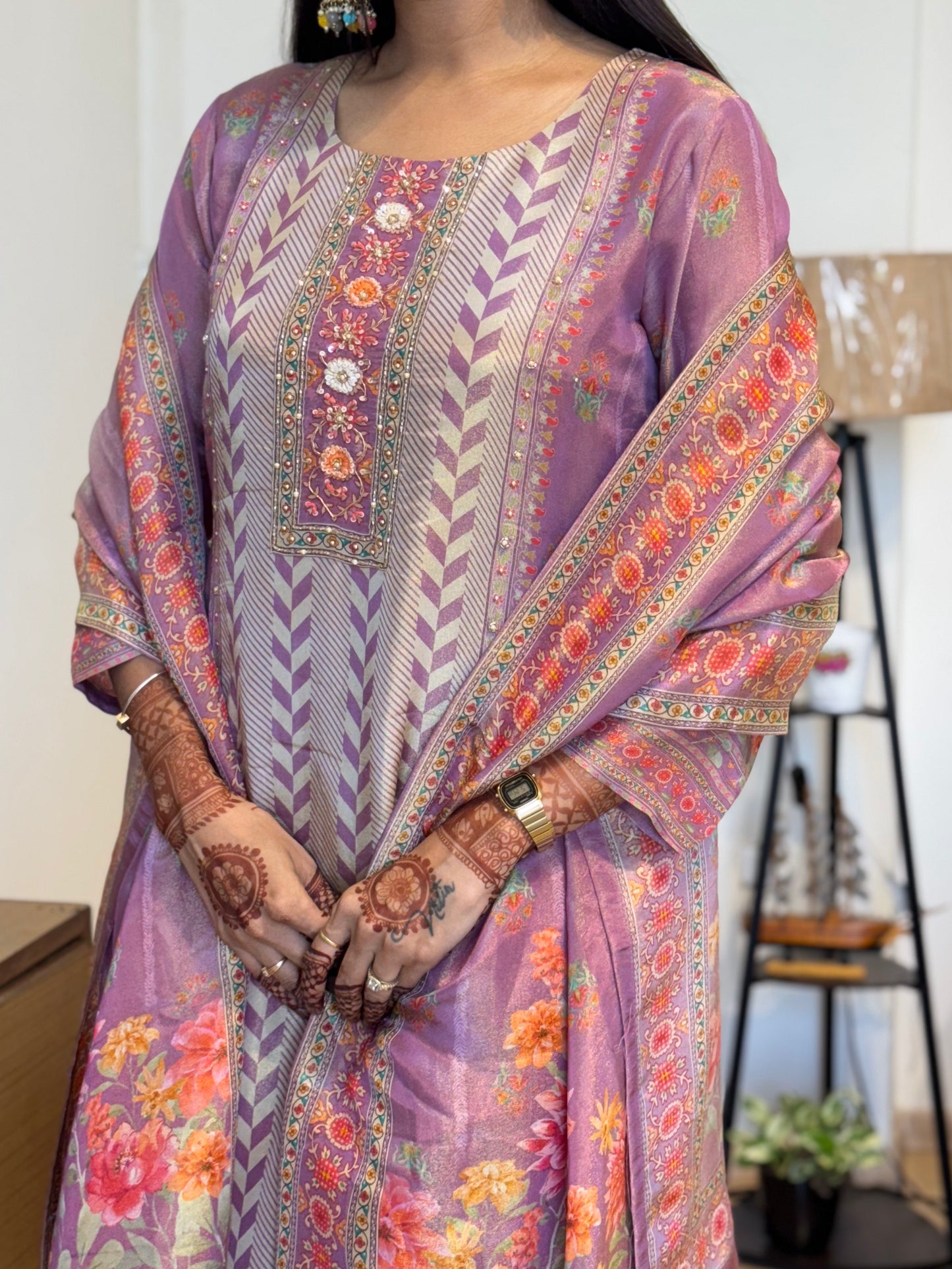 #MBA2020 Purple tissue silk suit set