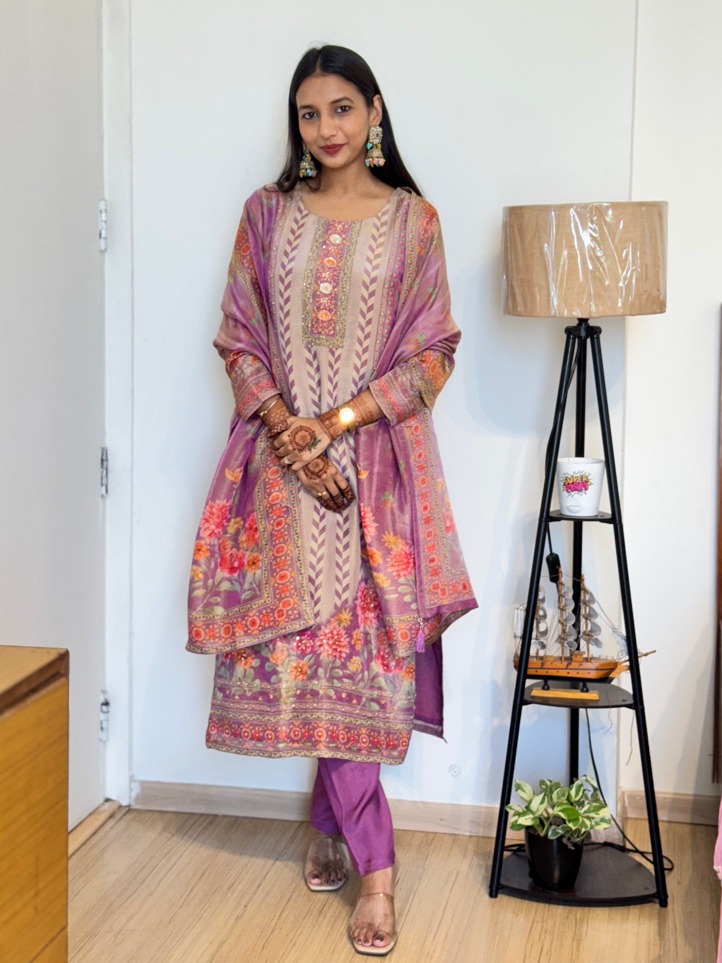 #MBA2020 Purple tissue silk suit set