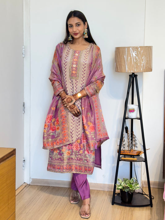 #MBA2020 Purple tissue silk suit set