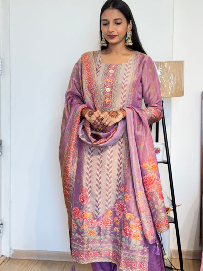 #MBA2020 Purple tissue silk suit set