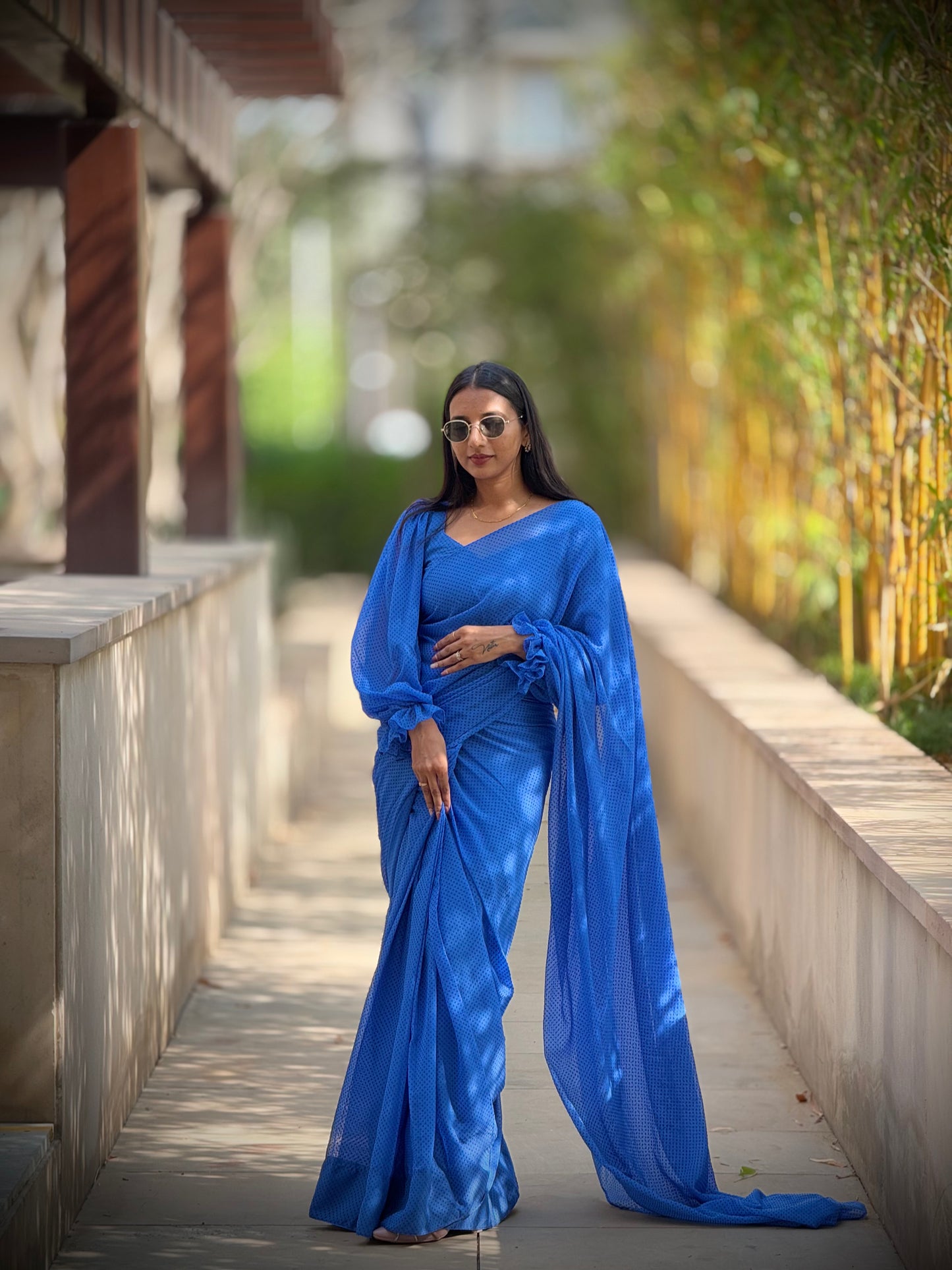 #MBA1881 Sarah 1 min saree and blouse- Blue