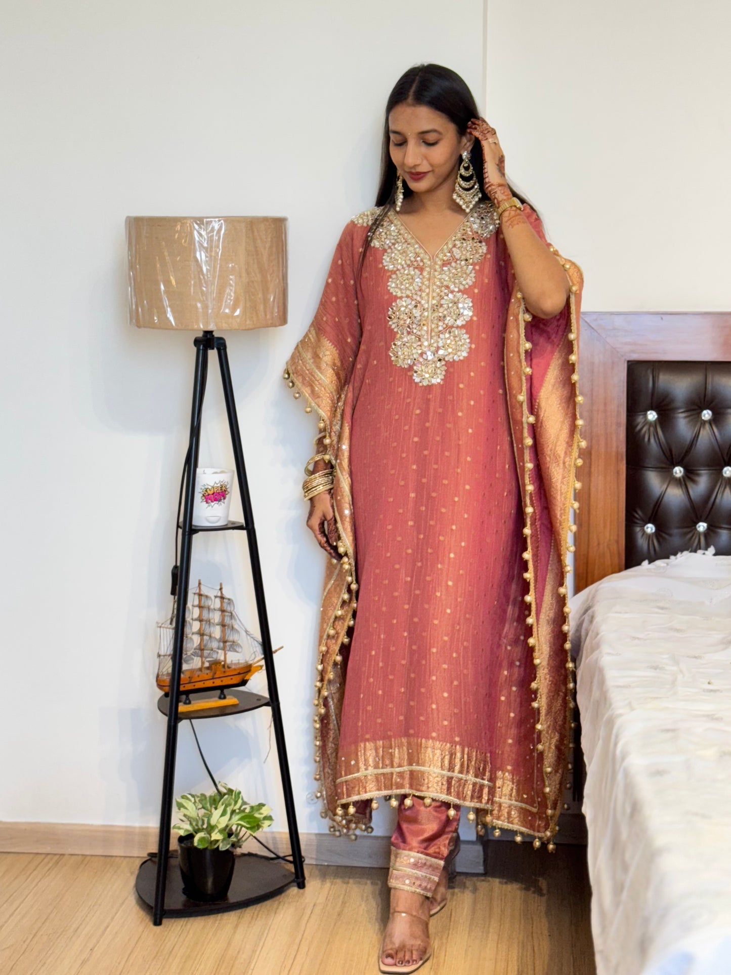 #MBA2018 Mirror kaftan set- peach