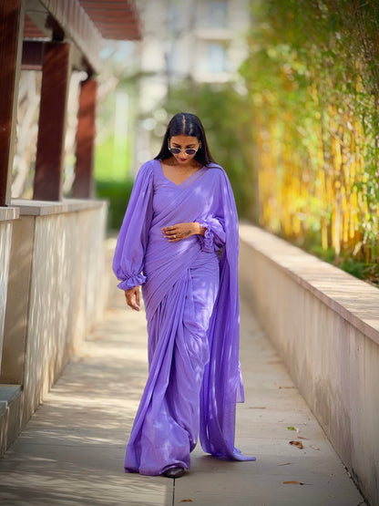 #MBA1882 Sarah 1 min saree and blouse- Lavender