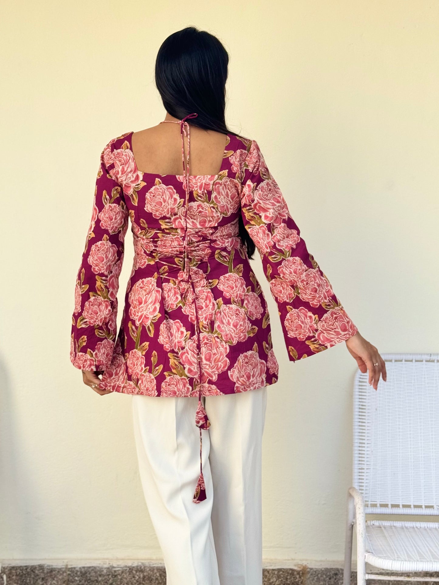 #MBA2084 Masakali cotton kurti-Plum wine