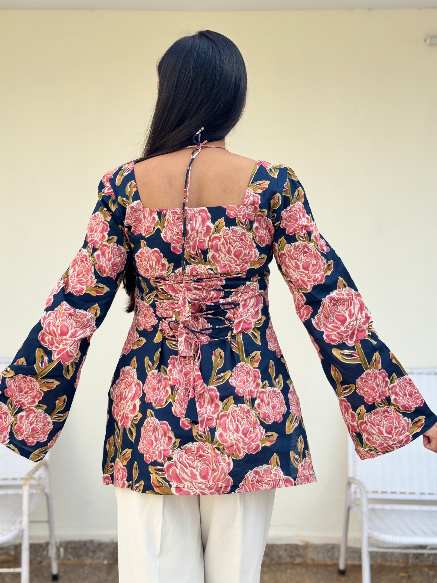 #MBA2083 Masakali cotton kurti- Navy blue
