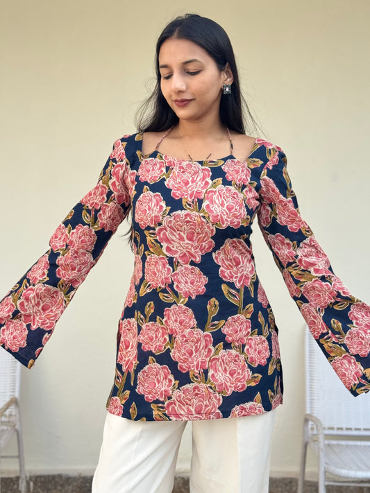 #MBA2083 Masakali cotton kurti- Navy blue