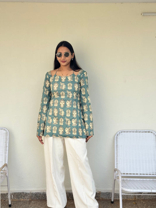 #MBA2082 Masakali cotton kurti- Teal