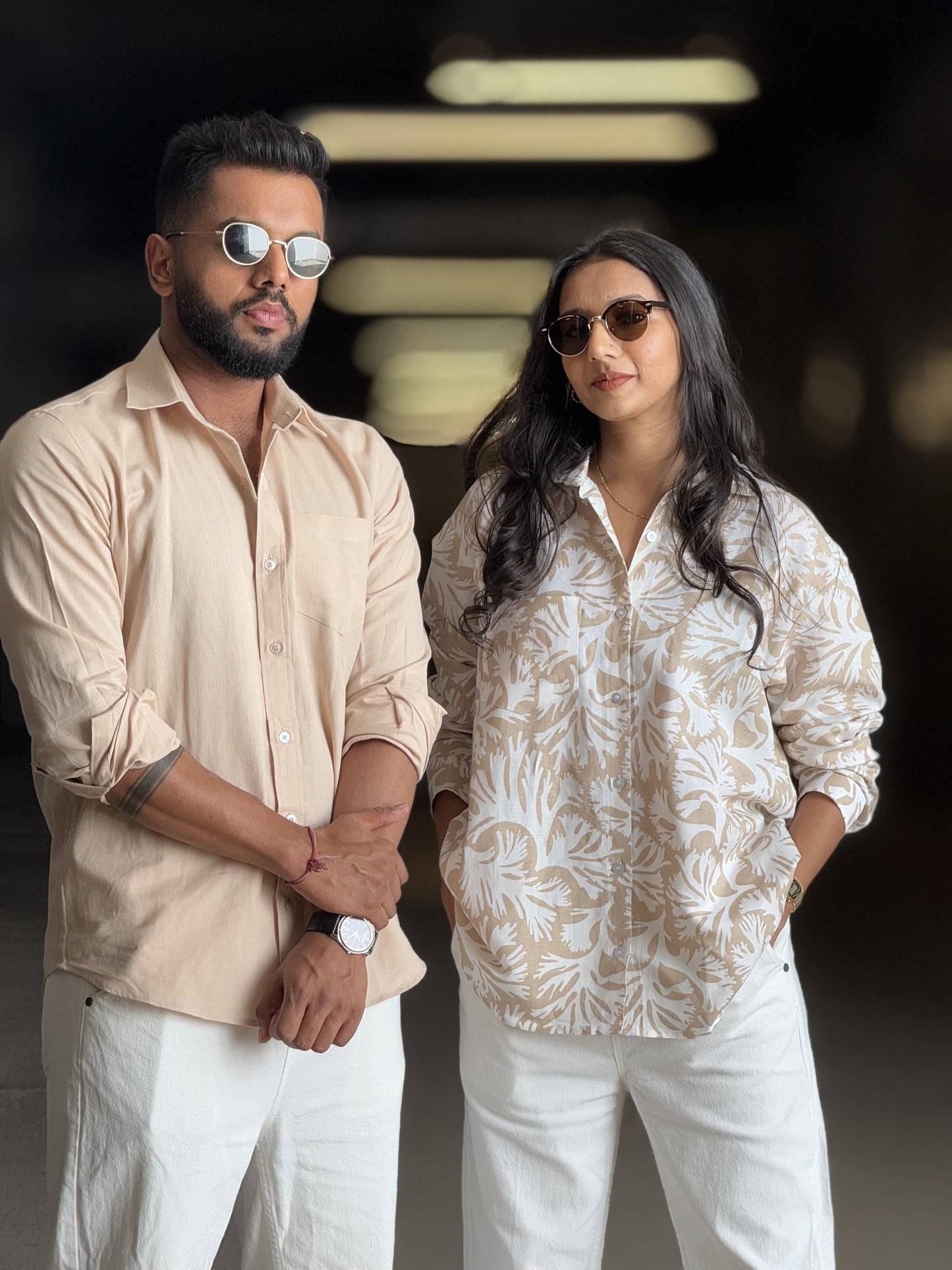 #MBA1901 Men's Pure Linen shirt- Warm ivory