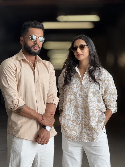 #MBA1902 Baggy linen shirt- Warm ivory