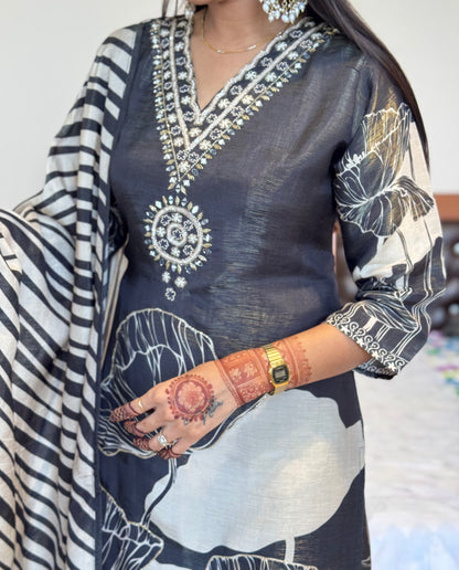 #MBA2021 Black tissue silk suit set