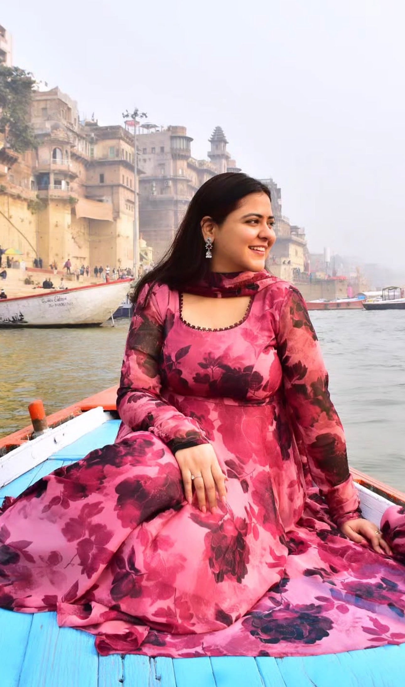 #MBA2090 Wine rose anarkali and dupatta