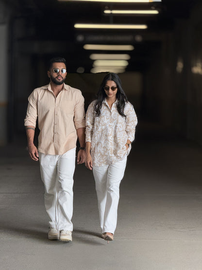 #MBA1902 Baggy linen shirt- Warm ivory