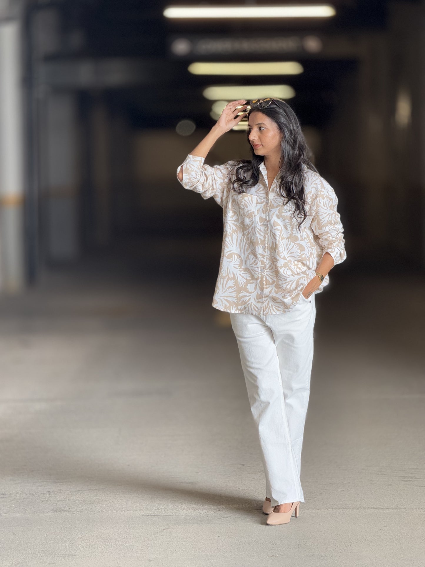 #MBA1902 Baggy linen shirt- Warm ivory