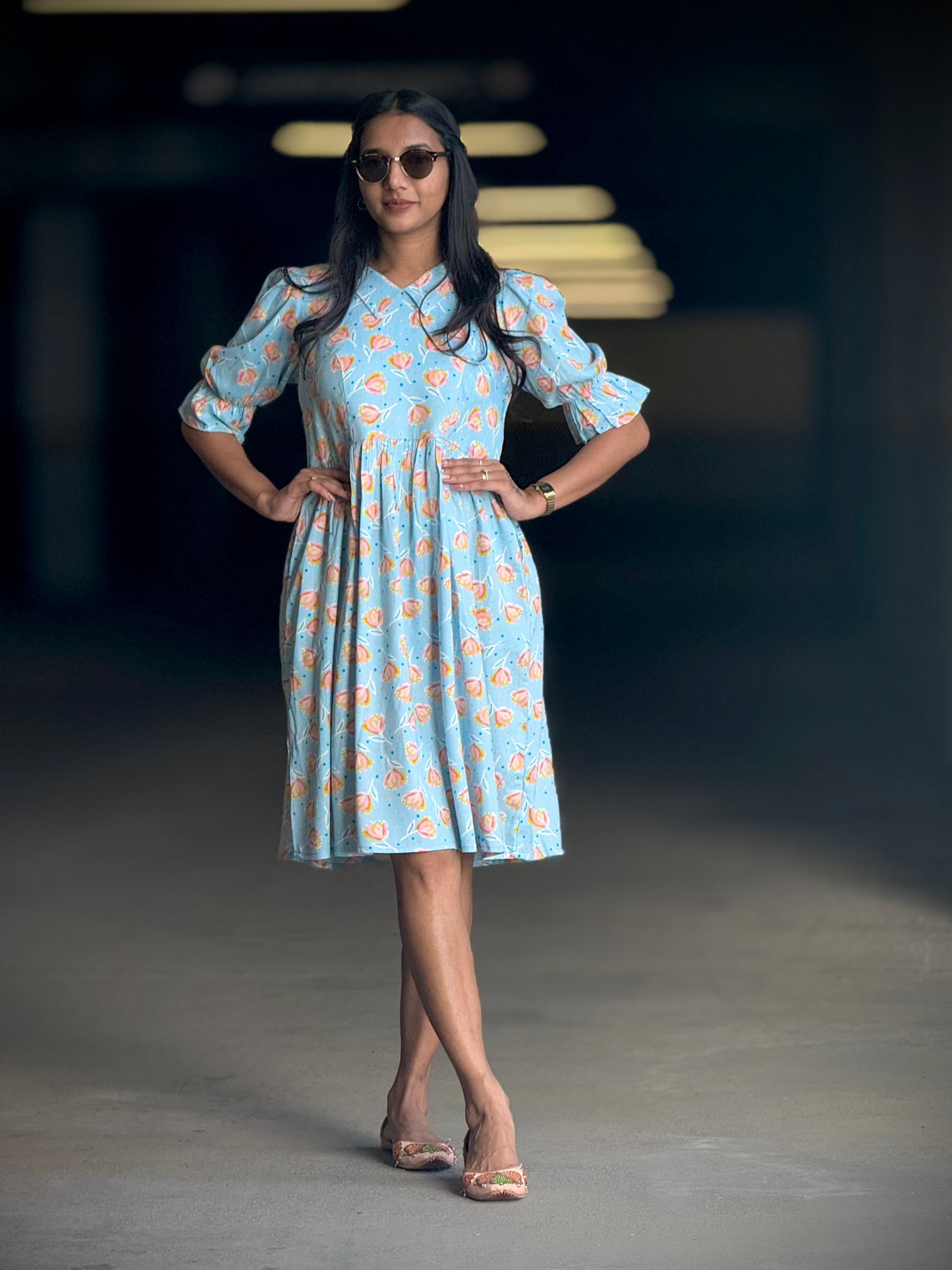 #MBA1904 Light blue floral dress