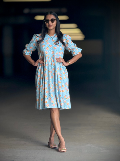 #MBA1904 Light blue floral dress