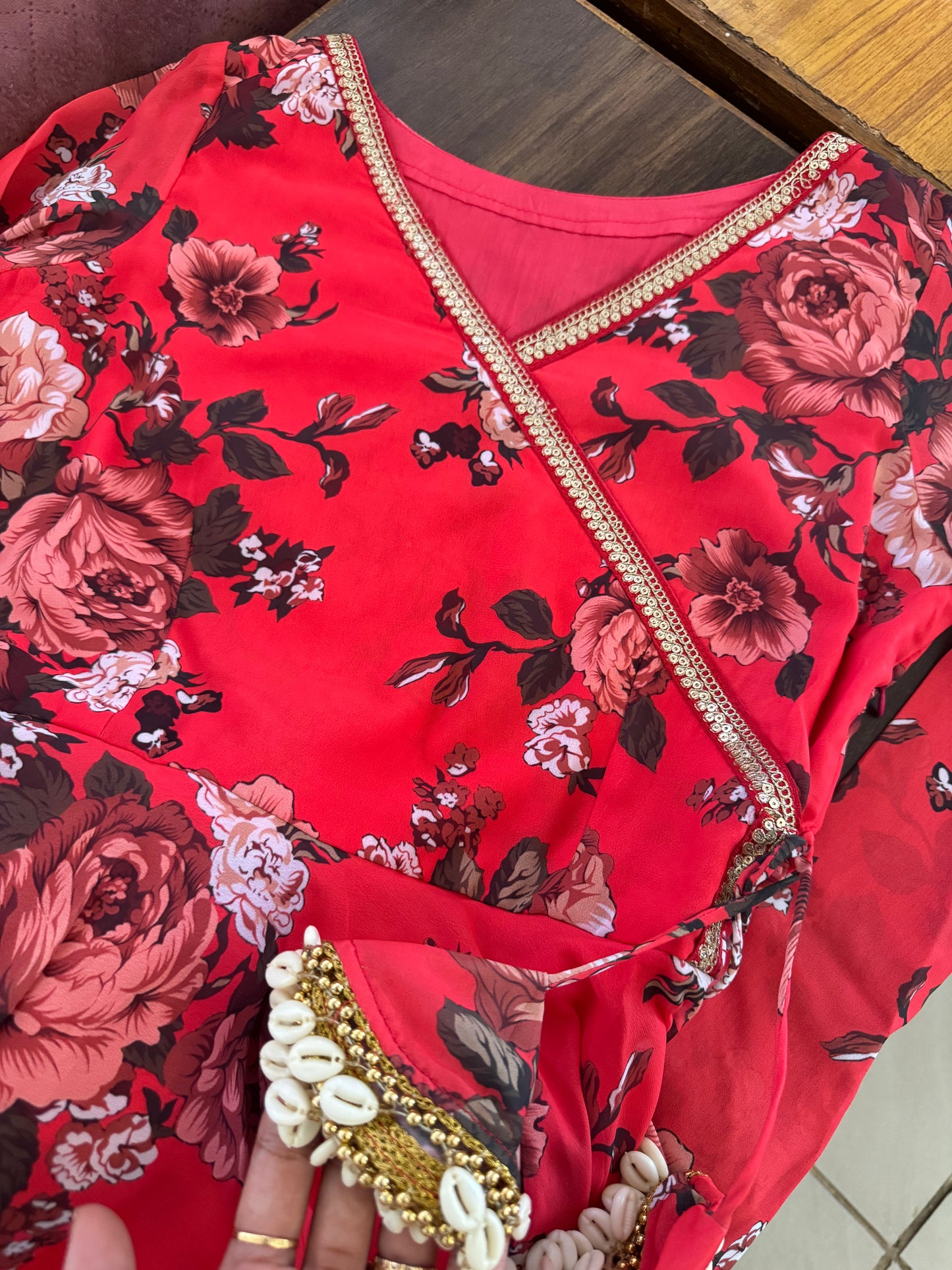#MBA2149 Red rose angrakha and dupatta