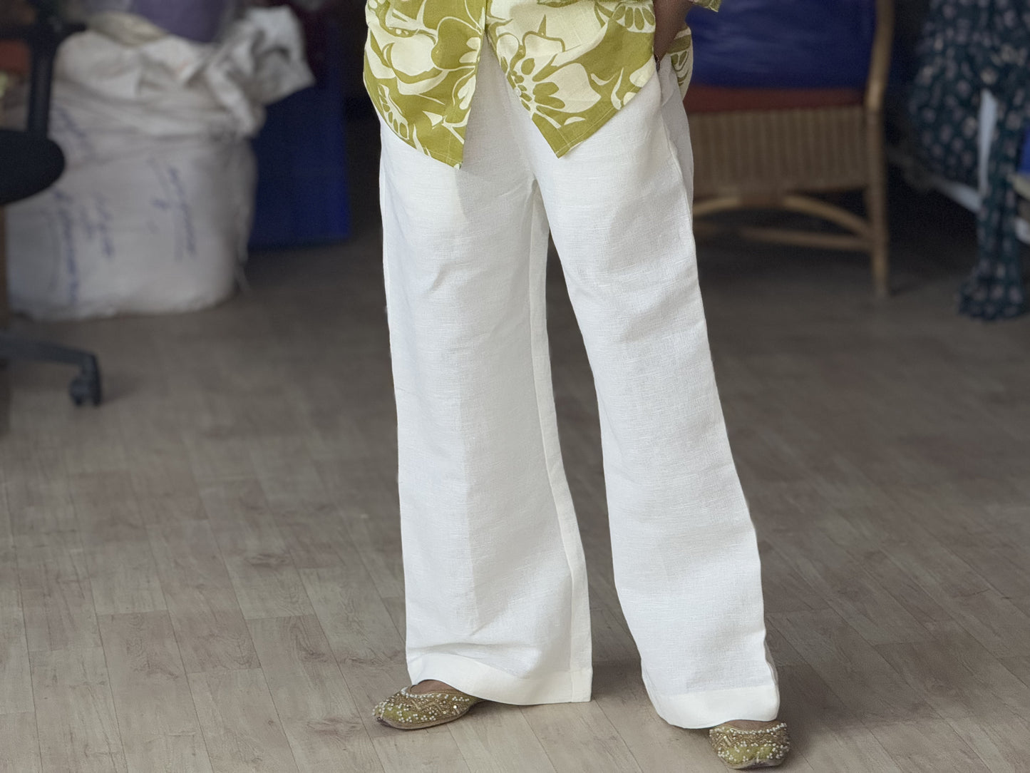 #MBA1929 Linen pants- off white