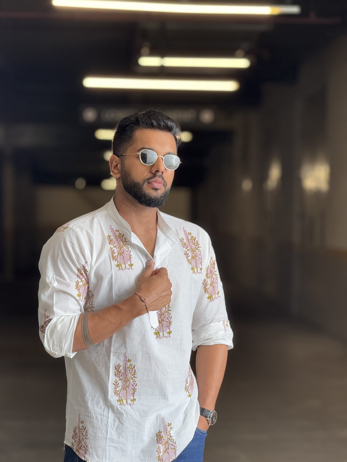 #MBA1926 Men's cotton kurta- White