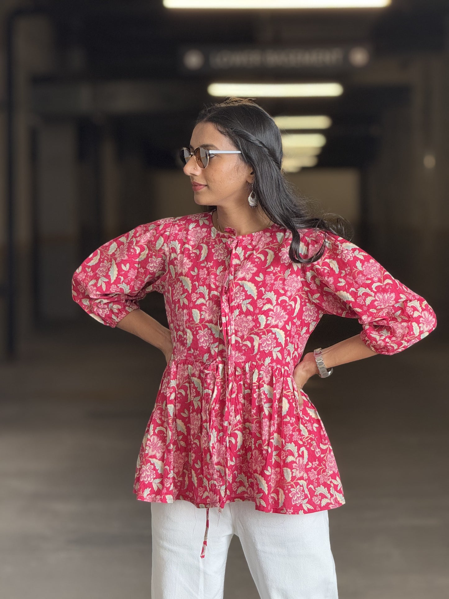 #MBA1923 Pink floral cotton top