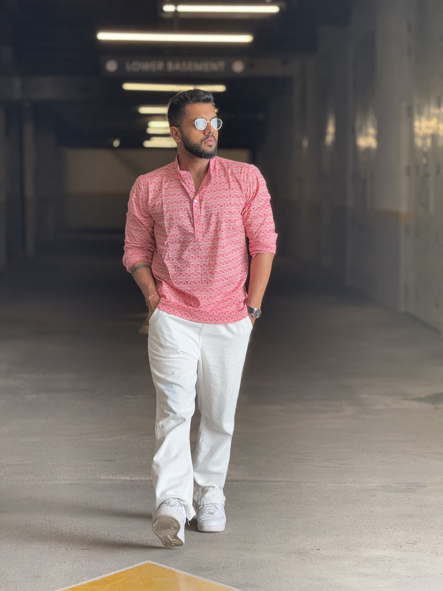 #MBA1927 Men's cotton kurta- Pink