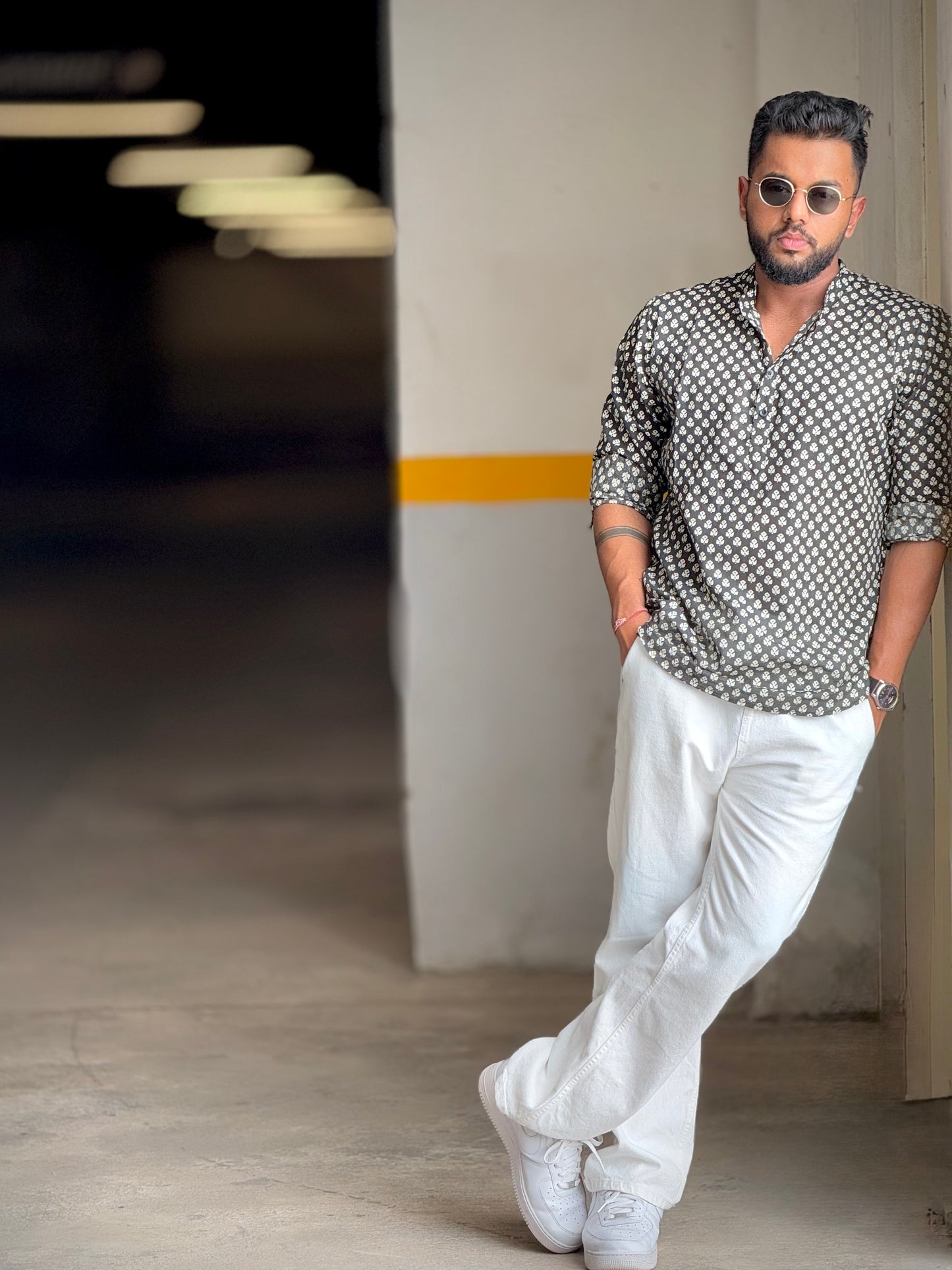 #MBA1924 Men's cotton kurta- Black