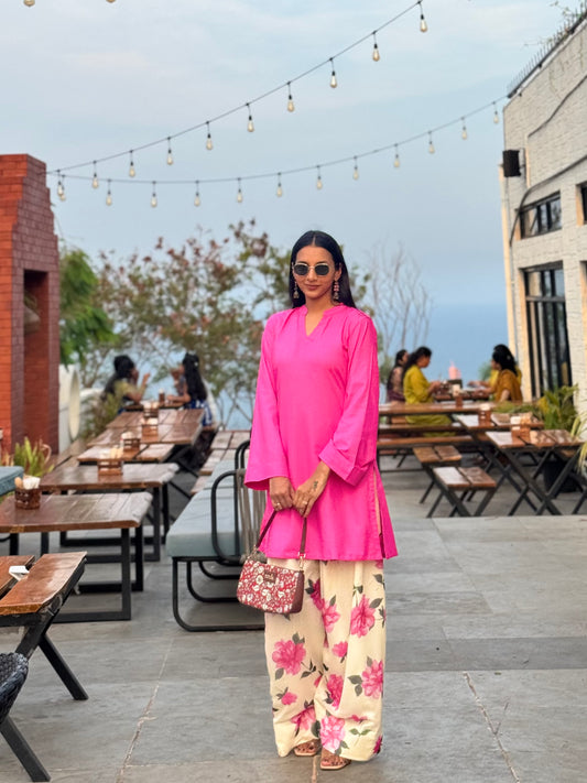 #MBA2108 Pink Vintage rose Farsi- kurta salwar set
