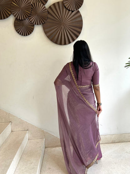 #MBA1641 Karina 1 min saree and blouse- Mauve