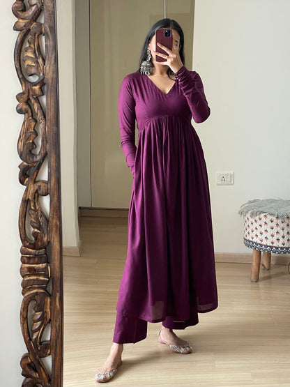 #MBA2060 Ruhaniyat kurta pant - Dark wine