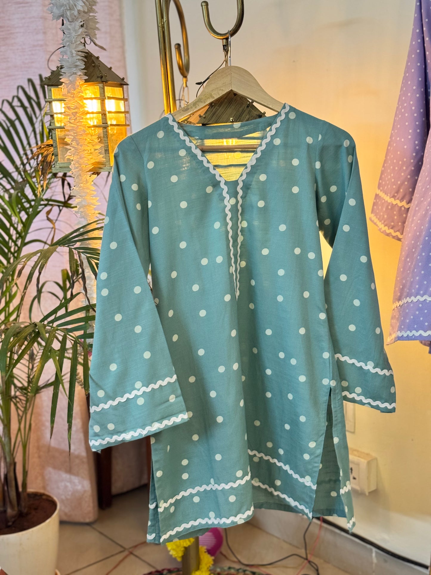 #MBA2115 Teal Polka Kurta