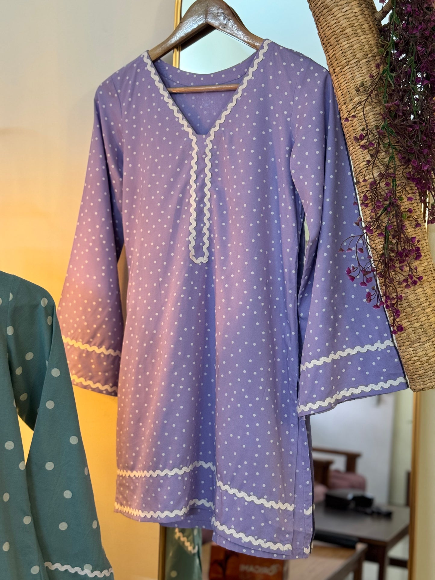 #MBA2116 Lavender Polka Kurta