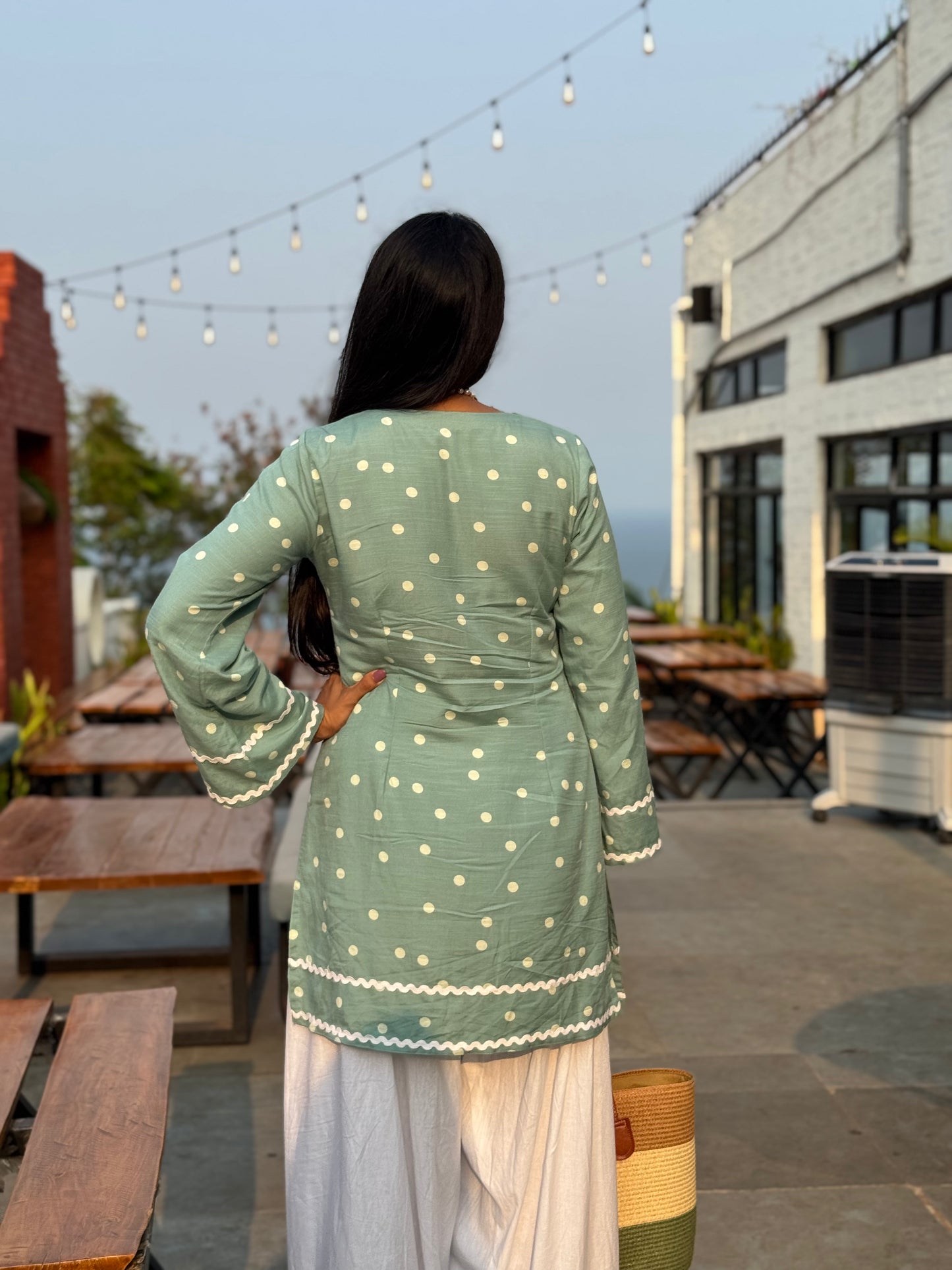 #MBA2113 Teal Polka Farsi salwar set