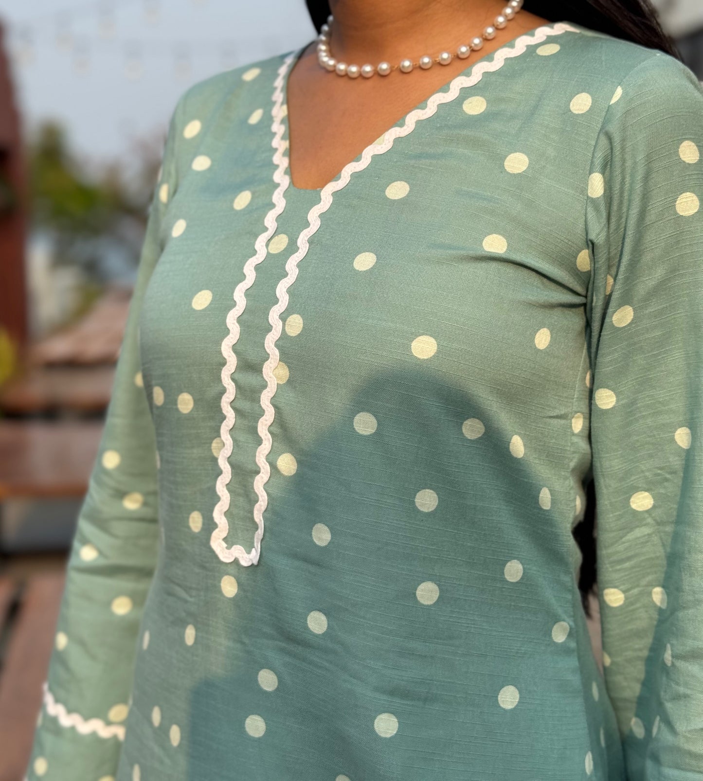 #MBA2113 Teal Polka Farsi salwar set