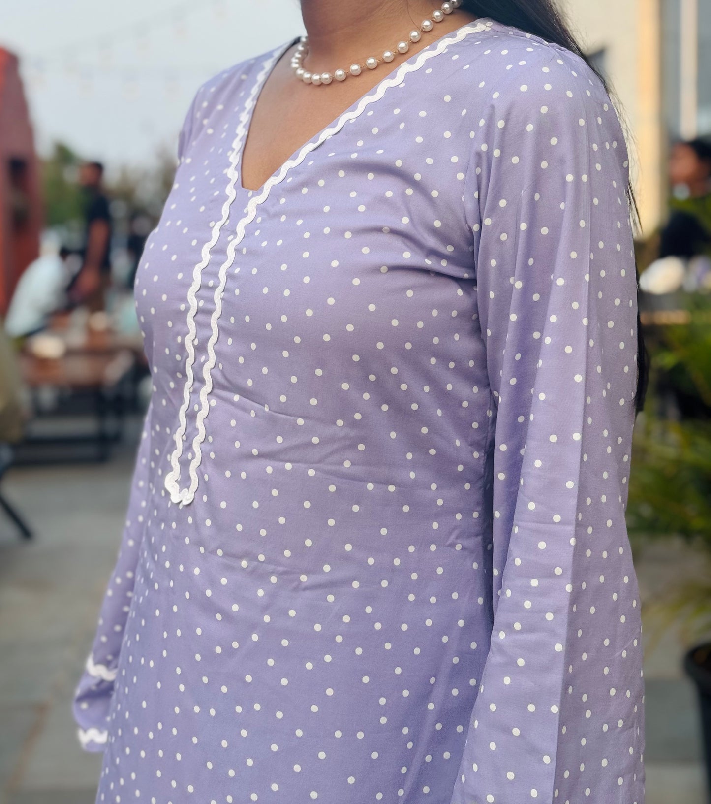 #MBA2114 Lavender Polka Farsi salwar set