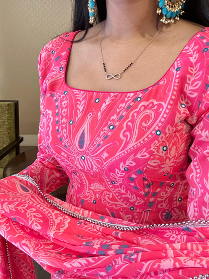 #MBA1632 Jhilmil pink without hand embroidery anarkali and dupatta